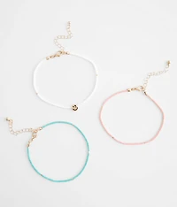 3 Pack Smiley Anklet Set