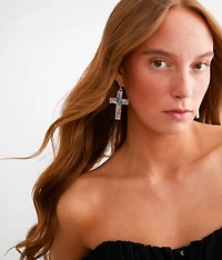 Turquoise Cross Drop Earring