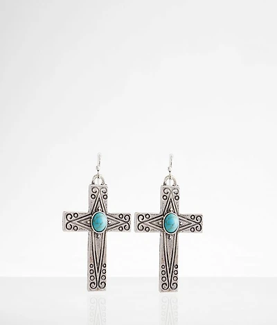 Turquoise Cross Drop Earring