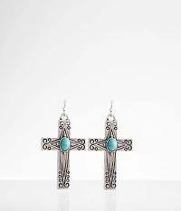Turquoise Cross Drop Earring