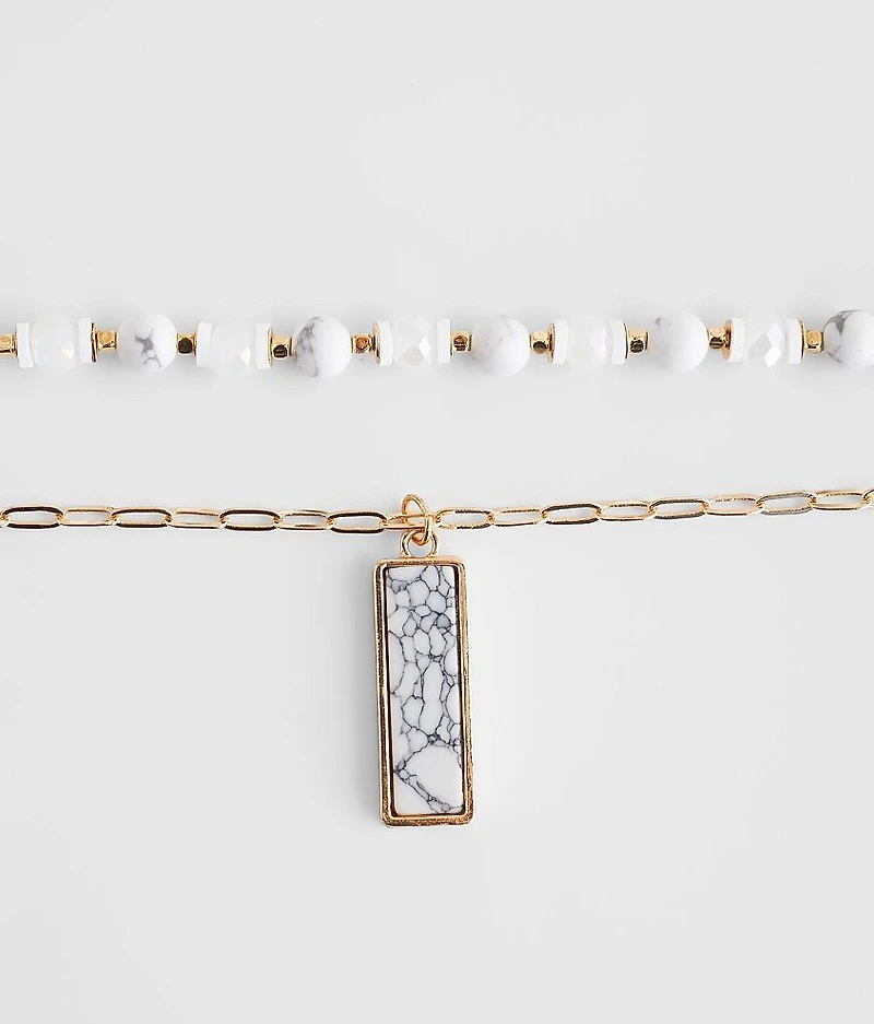 2 Pack Stone Necklace Set