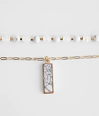2 Pack Stone Necklace Set