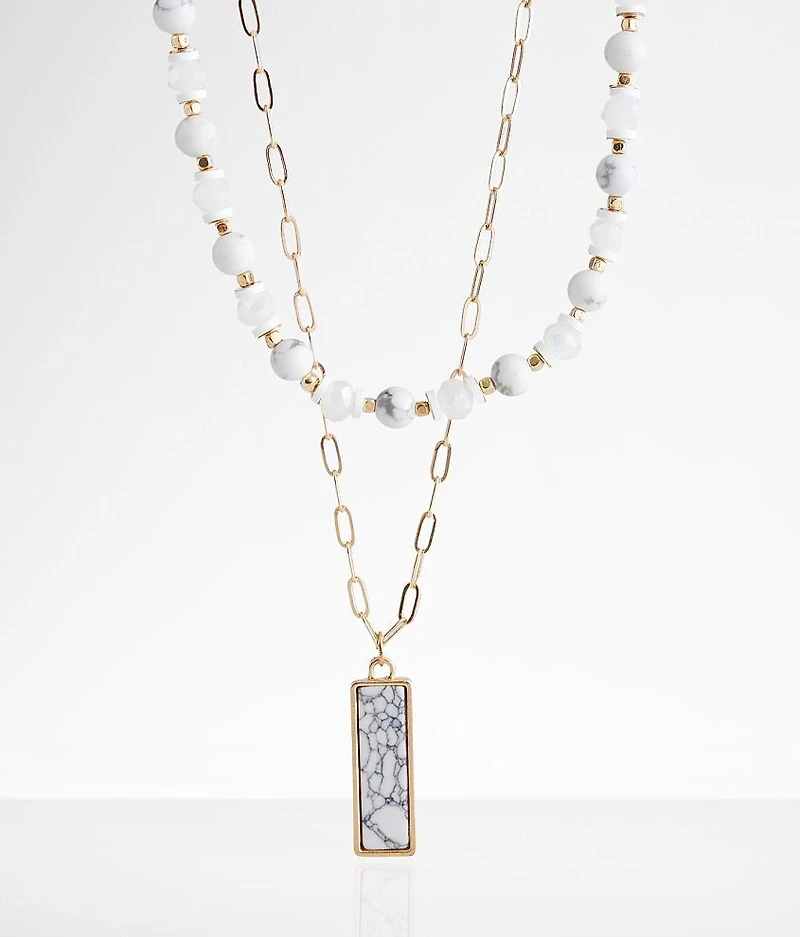 2 Pack Stone Necklace Set