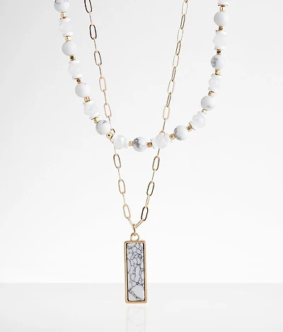 2 Pack Stone Necklace Set