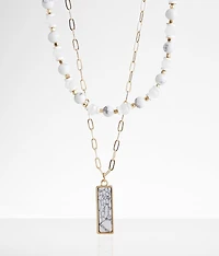 2 Pack Stone Necklace Set