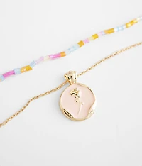 Rose Pendant Tiered Necklace