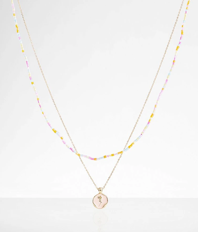 Rose Pendant Tiered Necklace