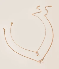 2 Pack Bow Necklace Set