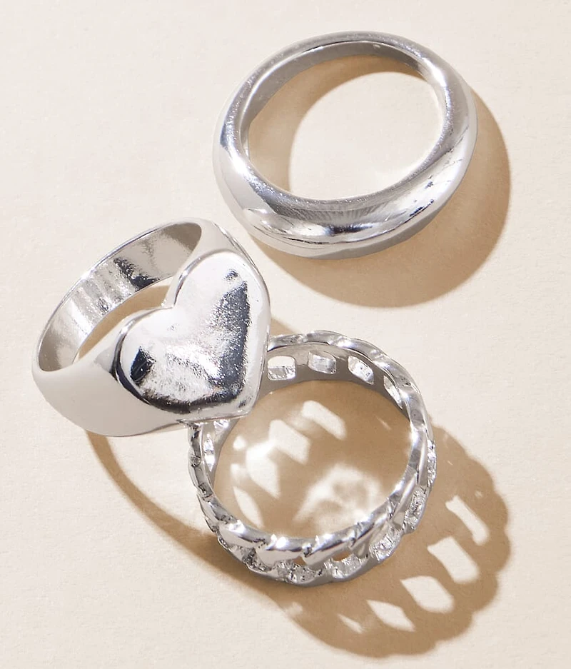 Pack Heart Ring Set