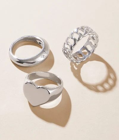 Pack Heart Ring Set