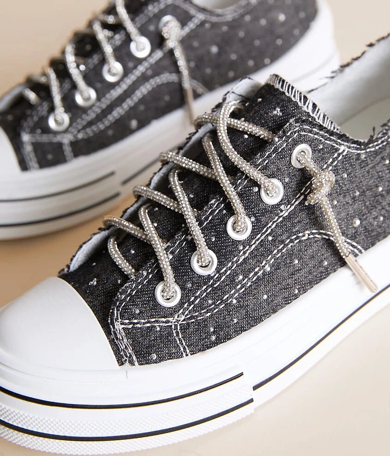 Aman Denim Rhinestone Lace Sneaker