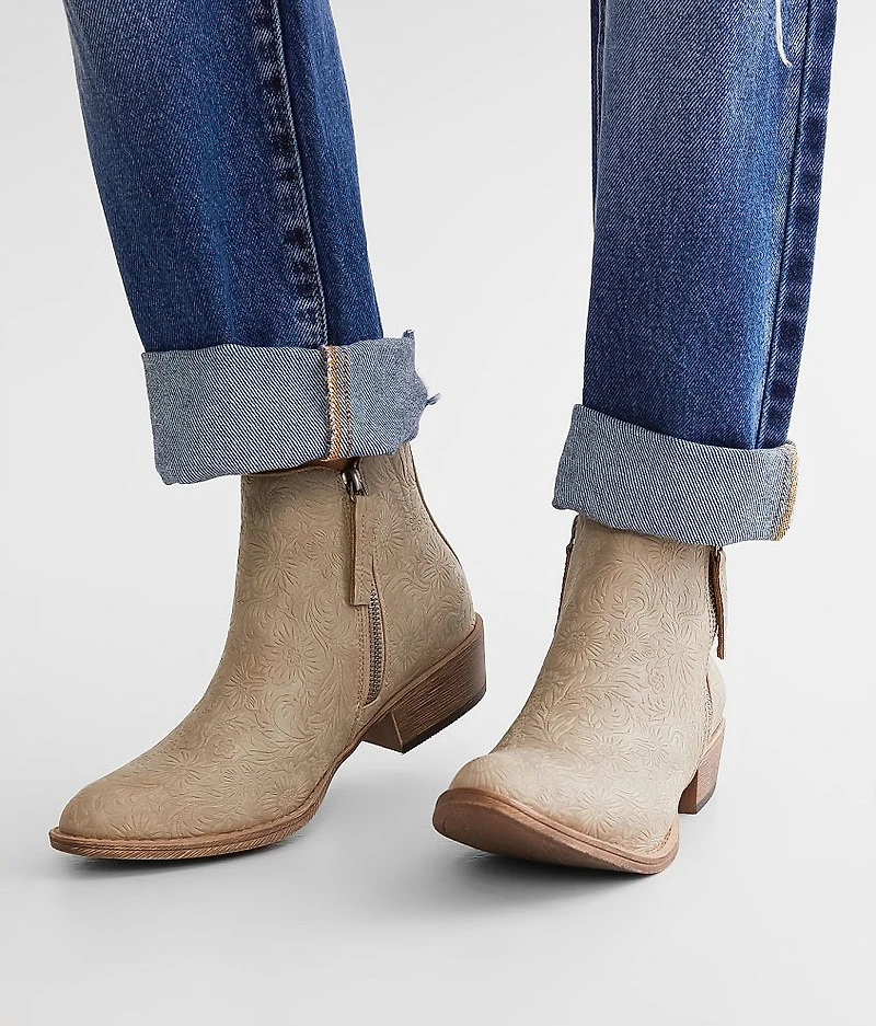 Floral Embossed Ankle Boot