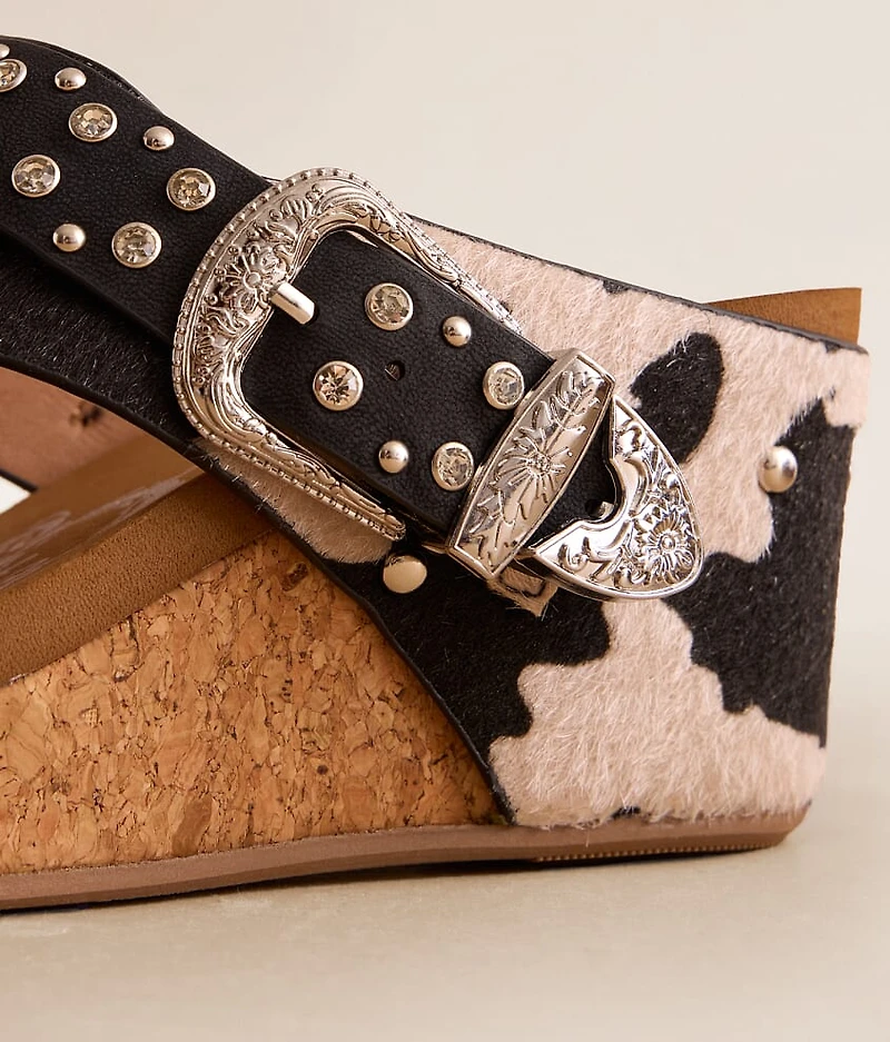 Dolly Cow Print Wedge Sandal