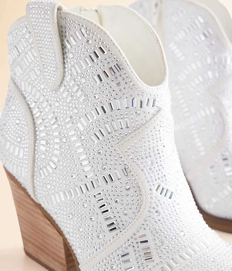 Jeweled Rhinestone Western Ankle Boot