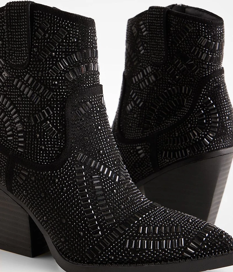 Maze Rhinestone Western Ankle Boot