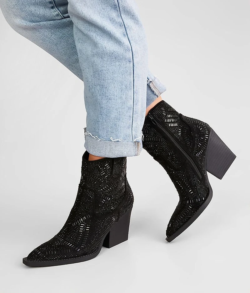 Maze Rhinestone Western Ankle Boot