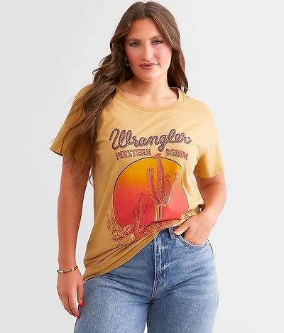 Western Denim Cactus Oversized T-Shirt