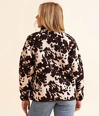 Cow Print Sherpa Jacket