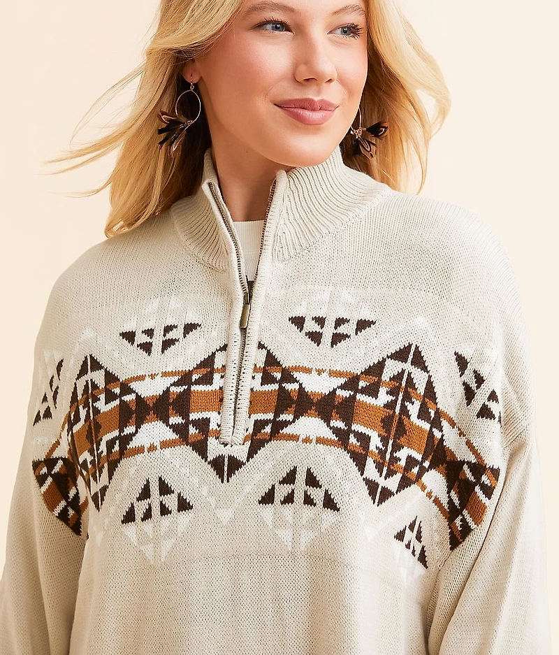 Retro Quarter Zip Oversized Sweater