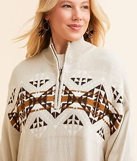 Retro Quarter Zip Oversized Sweater