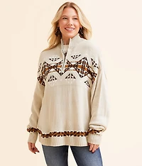 Retro Quarter Zip Oversized Sweater