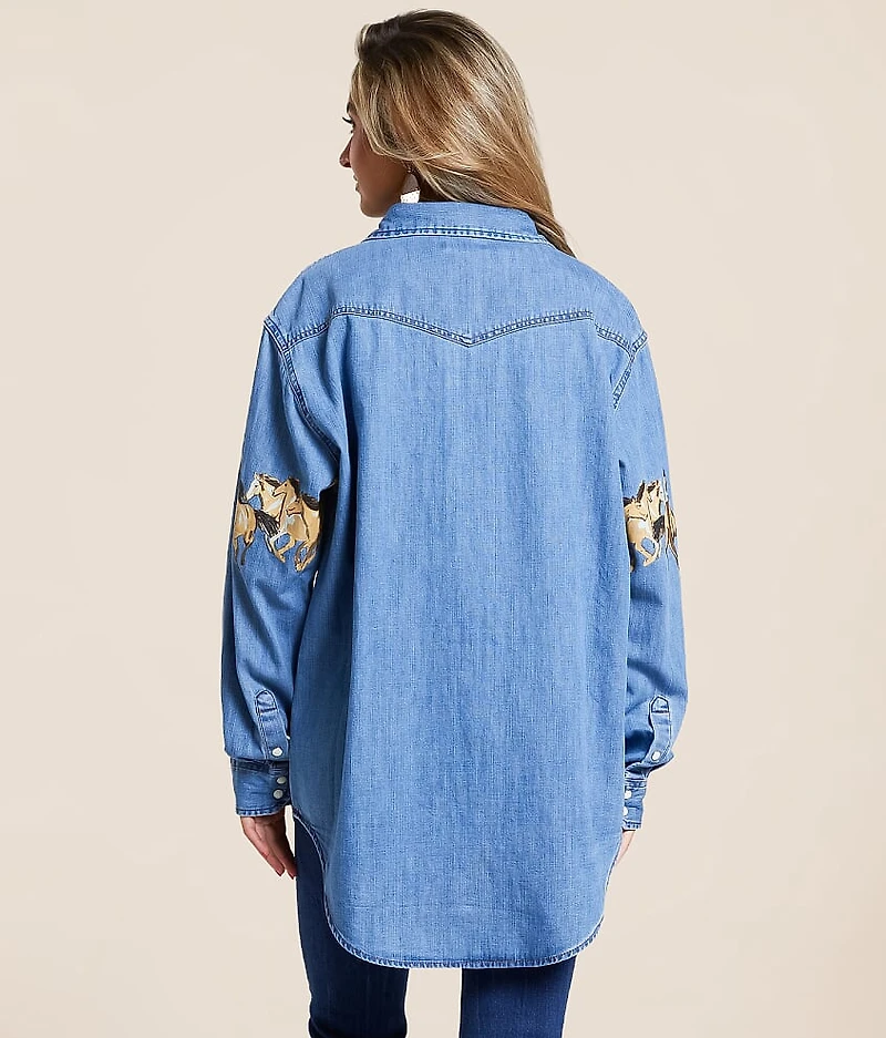 Horses Oversized Denim Shirt