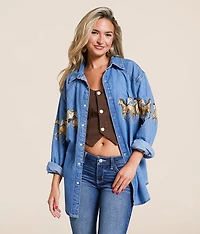Horses Oversized Denim Shirt
