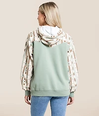Aztec Print Hooded Sweatshirt