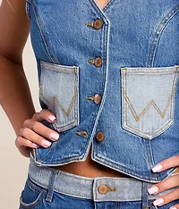 Blocked Western Denim Vest