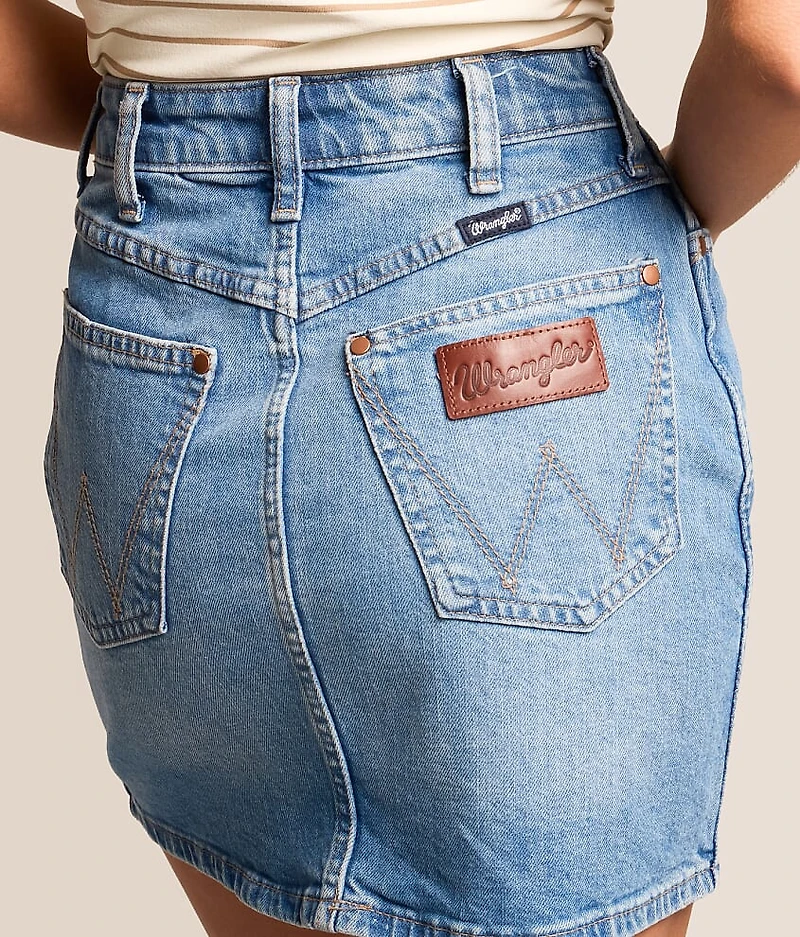 High Rise Denim Stretch Skirt