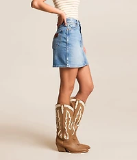 High Rise Denim Stretch Skirt