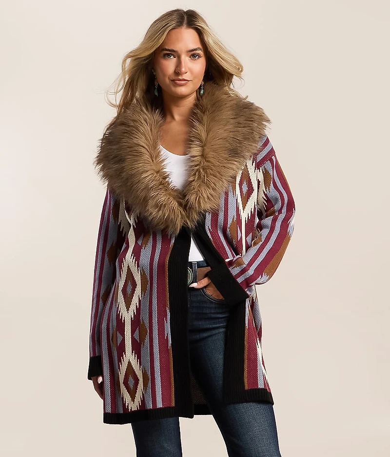 Faux Fur Cardigan Sweater