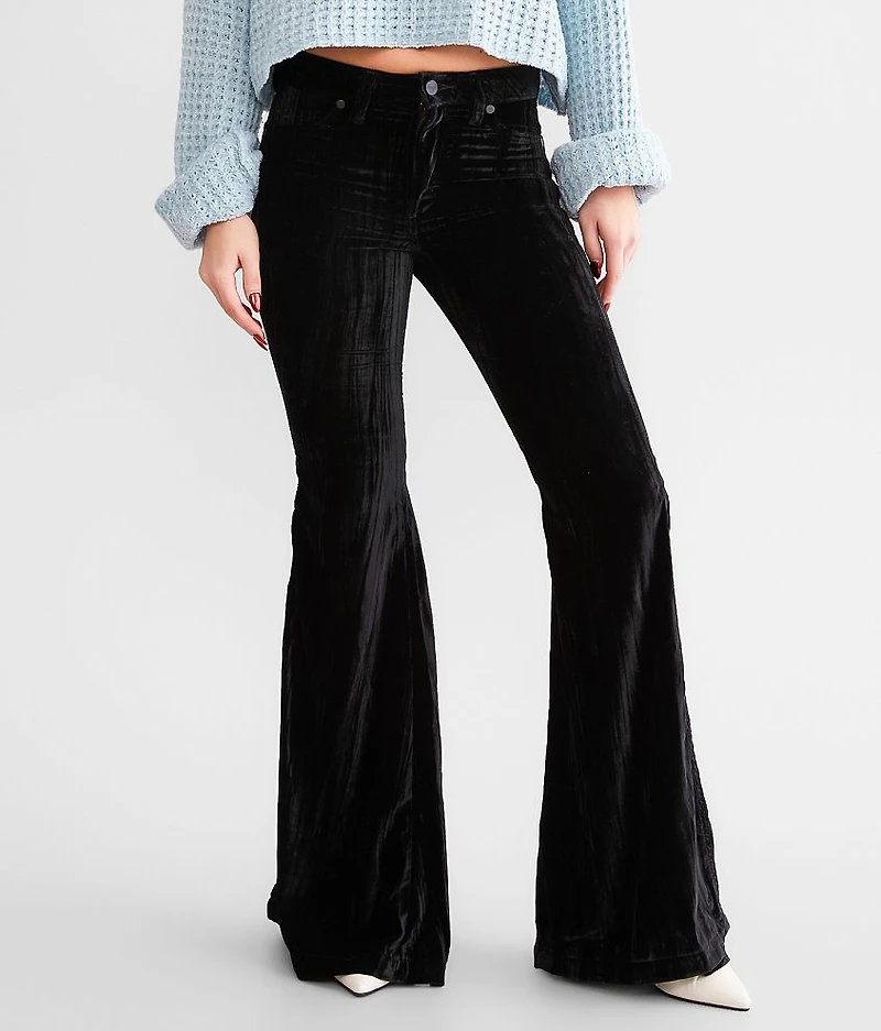 Retro High Rise Velvet Trumpet Flare Pant