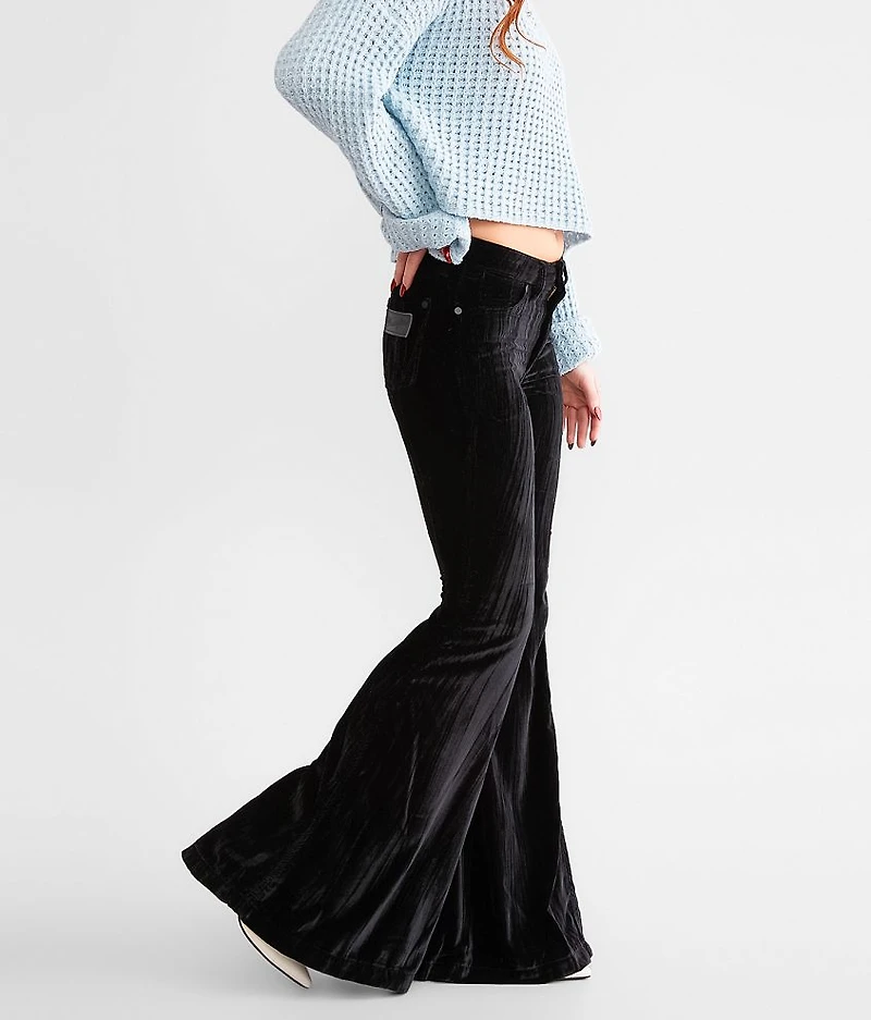 Retro High Rise Velvet Trumpet Flare Pant