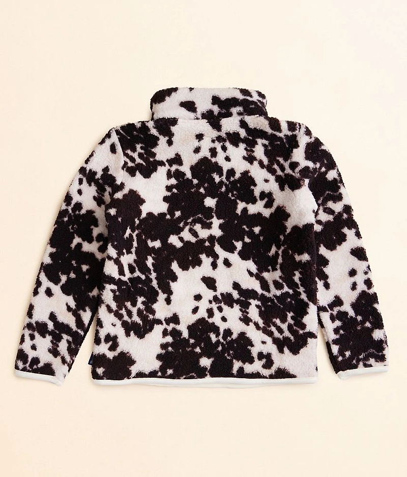 Girls - Cow Print Sherpa Pullover