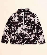 Girls - Cow Print Sherpa Pullover
