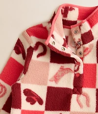 Girls - Checkered Quarter Snap Pullover