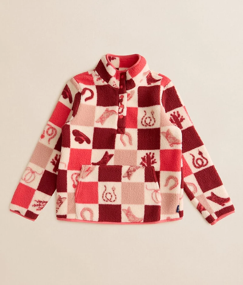 Girls - Checkered Quarter Snap Pullover