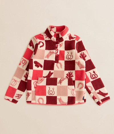 Girls - Checkered Quarter Snap Pullover