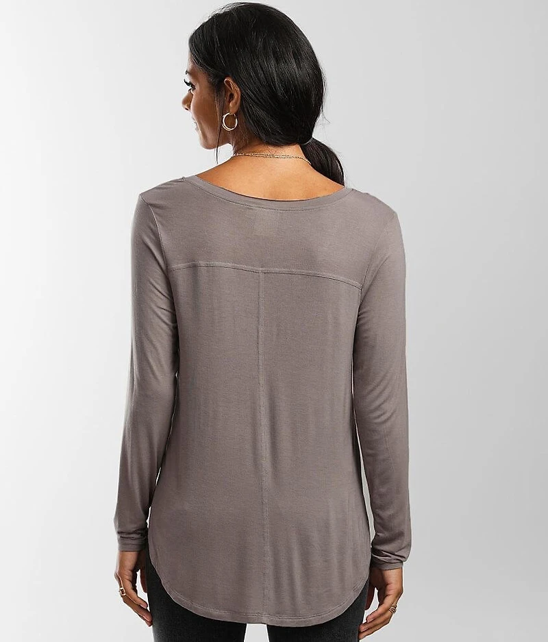 Raw Edge V-Neck Top