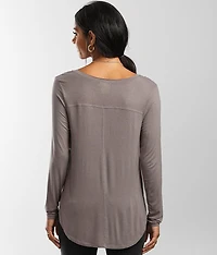 Raw Edge V-Neck Top