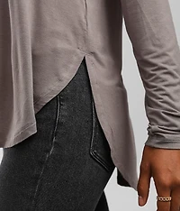 Raw Edge V-Neck Top