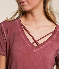 Sleek Jersey Crossover T-Shirt