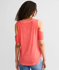 Washed Cold Shoulder T-Shirt
