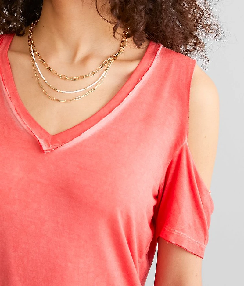 Washed Cold Shoulder T-Shirt