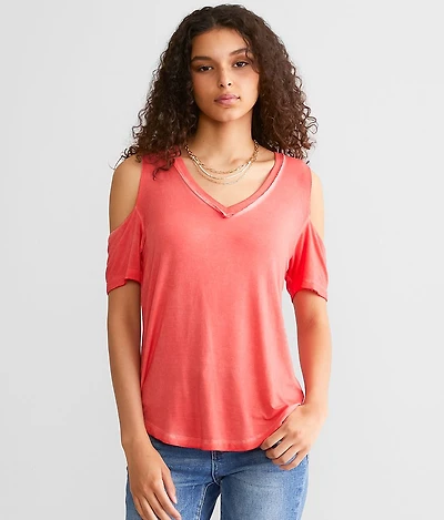 Washed Cold Shoulder T-Shirt