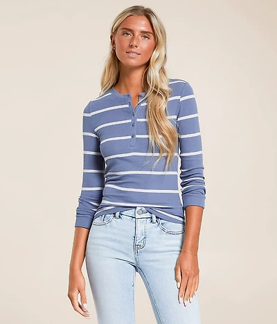 White Crow Jasmine Striped Henley