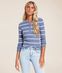 White Crow Jasmine Striped Henley