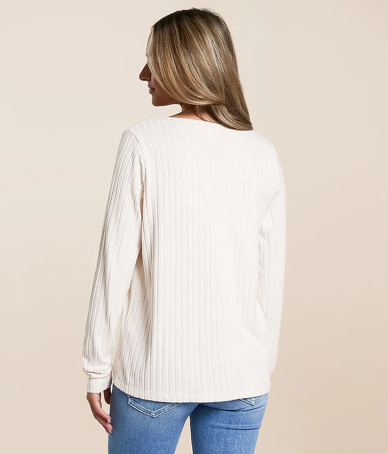 Josie Silky Ribbed Henley