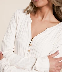 Josie Silky Ribbed Henley